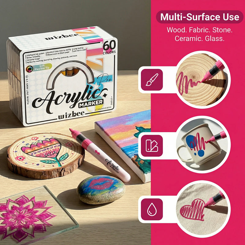 Acrylic Paint Markers with Brush Tip