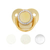 Gold-toned sparkling rhinestone pacifier with a clip for babies