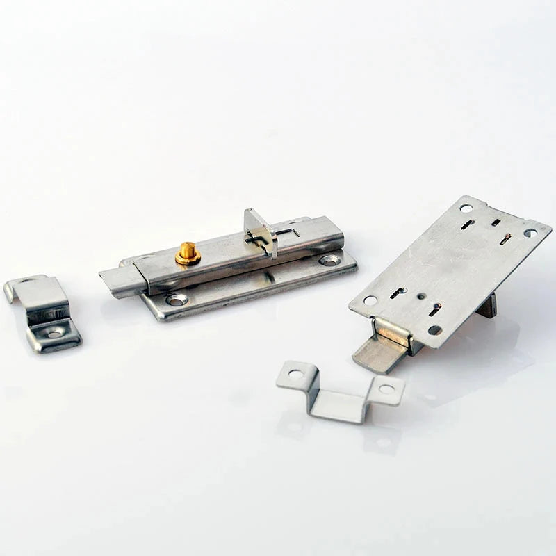 A set of Montessori busy board DIY parts including wooden pieces and metal fasteners for toddlers
