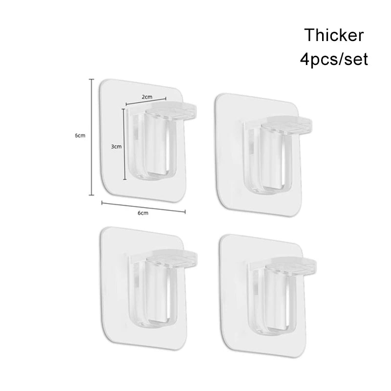 A set of ten clear adhesive shelf support pegs for mounting items.