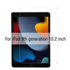 A clear tempered glass screen protector for an iPad 9th generation 10.2 inch tablet.