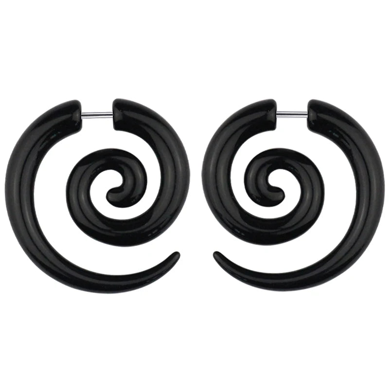 Pendientes de espiral acrílicos tipo túnel falso