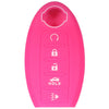A bright pink silicone key fob cover designed to protect and organize car keys.