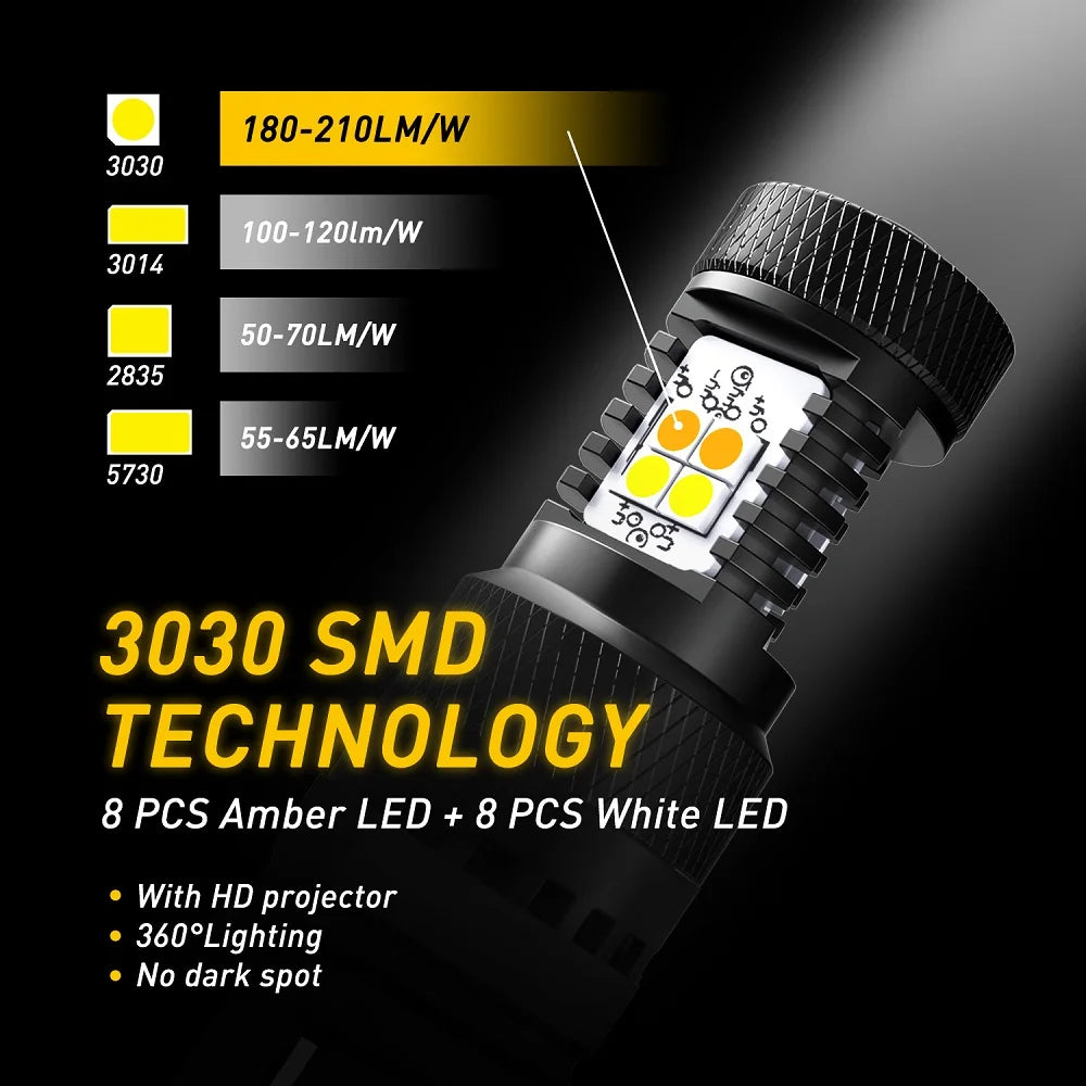 Dual-Color Switchback LED Turn Signal & DRL Bulbs (2-Pack)
