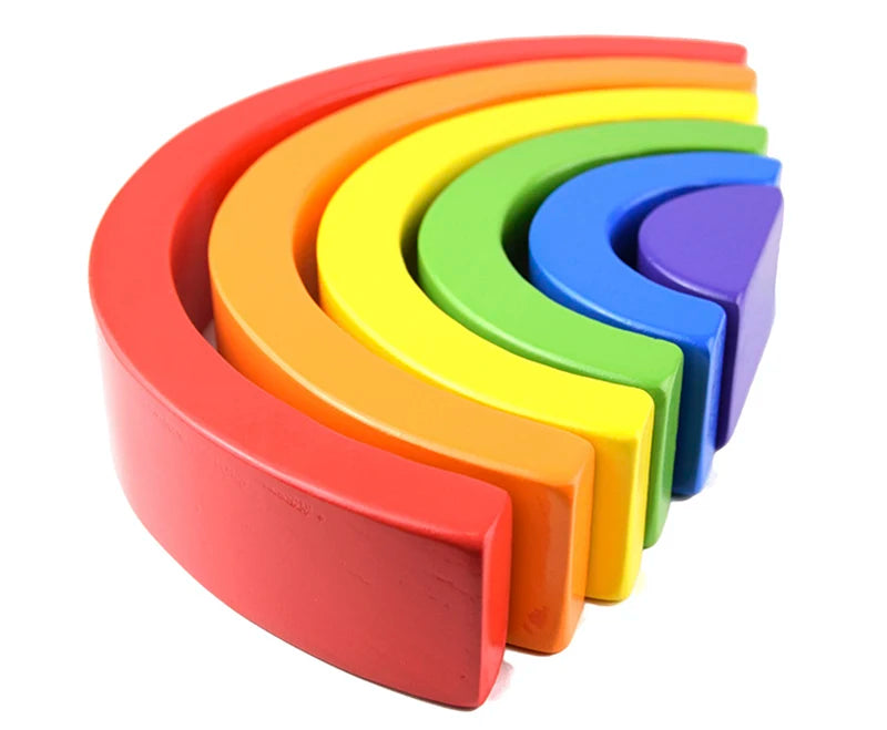 Wooden Rainbow Stacking Blocks - Montessori Educational Toy for Kids
