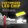 A close-up view of a customized LED chip fog light bulb being illuminated.