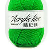 A ball of bright green acrylic line yarn for knitting and crochet