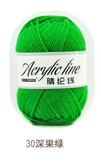 A ball of bright green acrylic line yarn for knitting and crochet