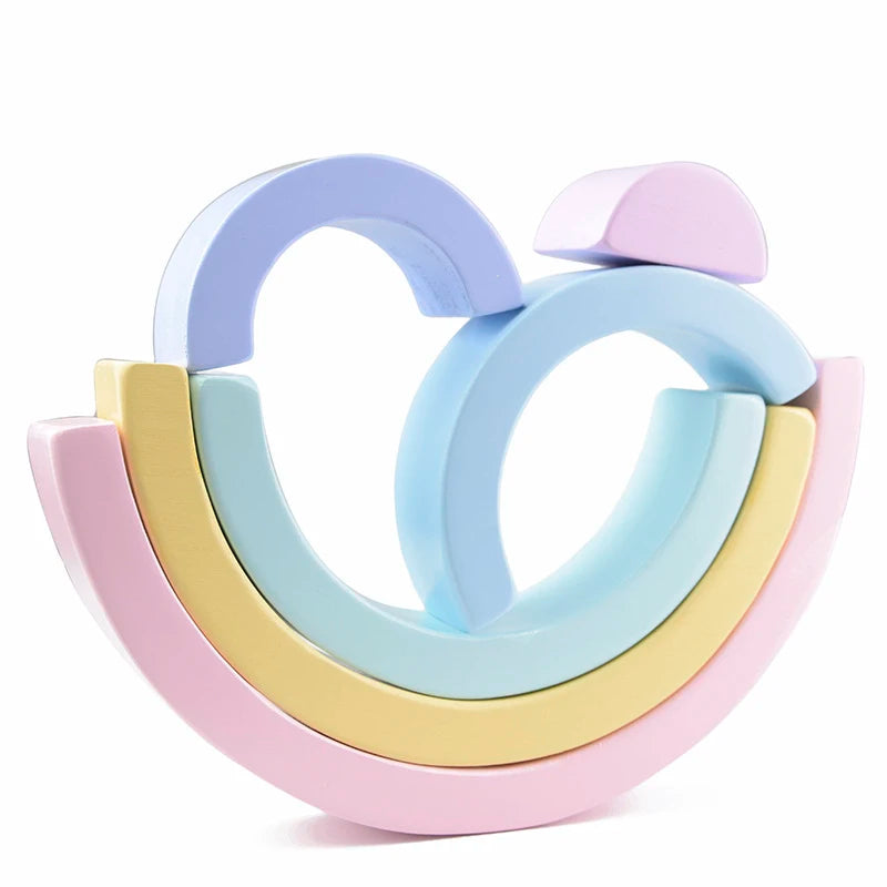 Wooden Rainbow Stacking Blocks - Montessori Educational Toy for Kids