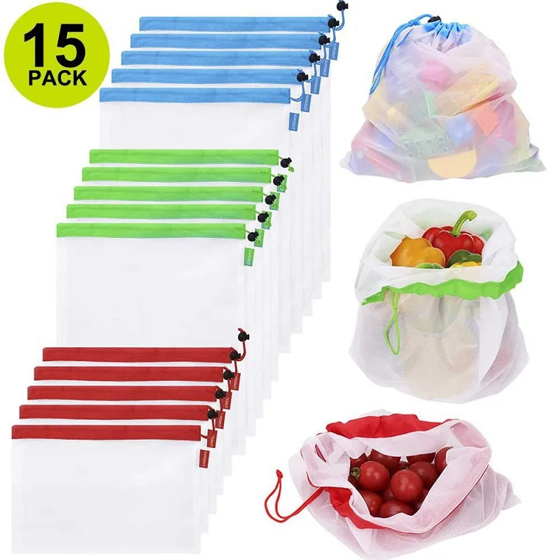 Sacs en maille réutilisables - Lot de 3 tailles