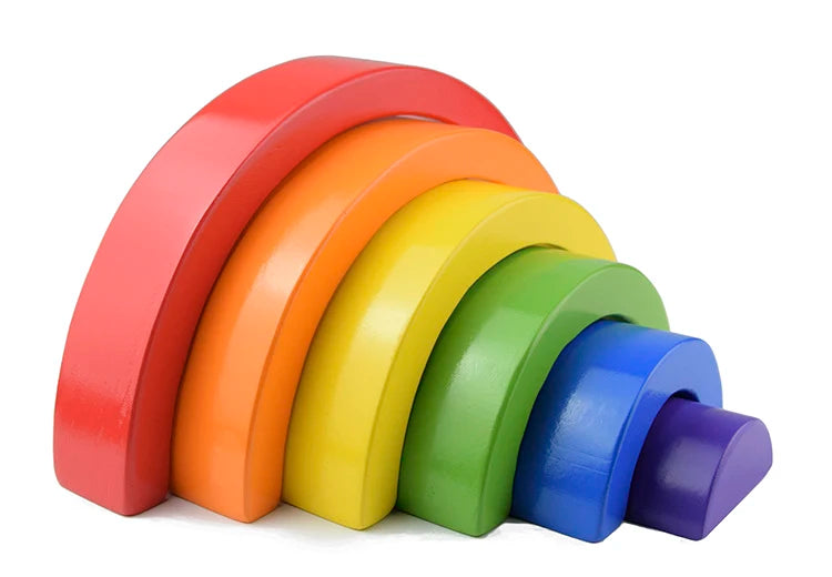 Wooden Rainbow Stacking Blocks - Montessori Educational Toy for Kids