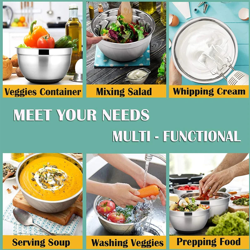 Stainless Steel Mixing Bowl Set with Lids
