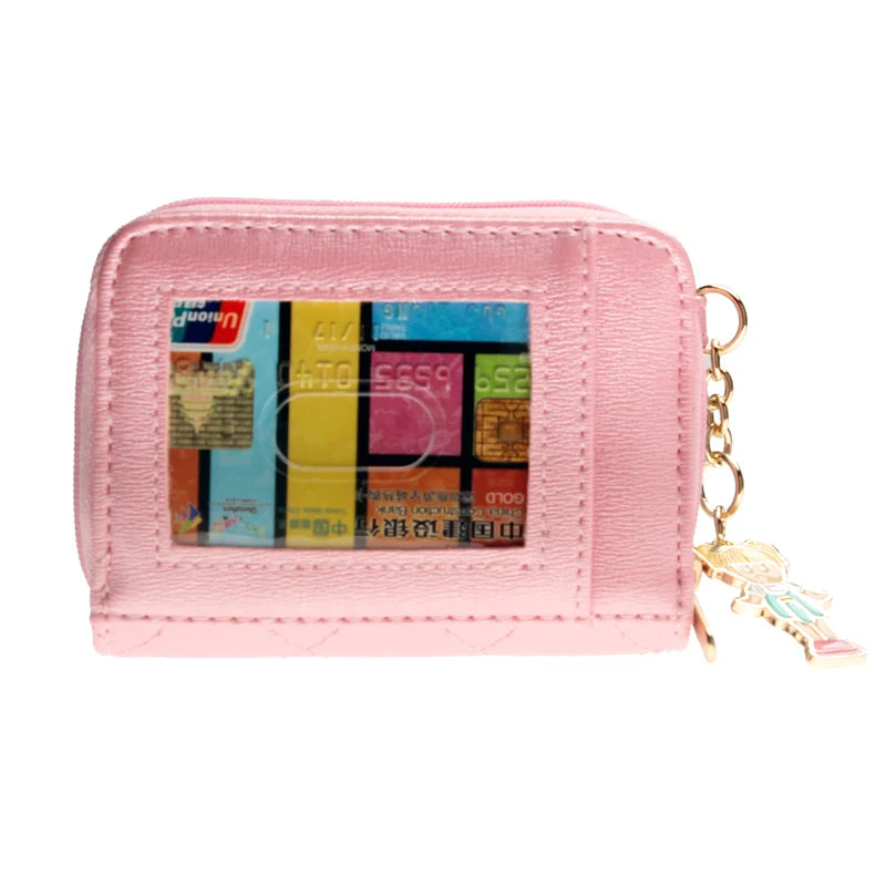 Quilted PU Leather Wallet with Zipper Closure