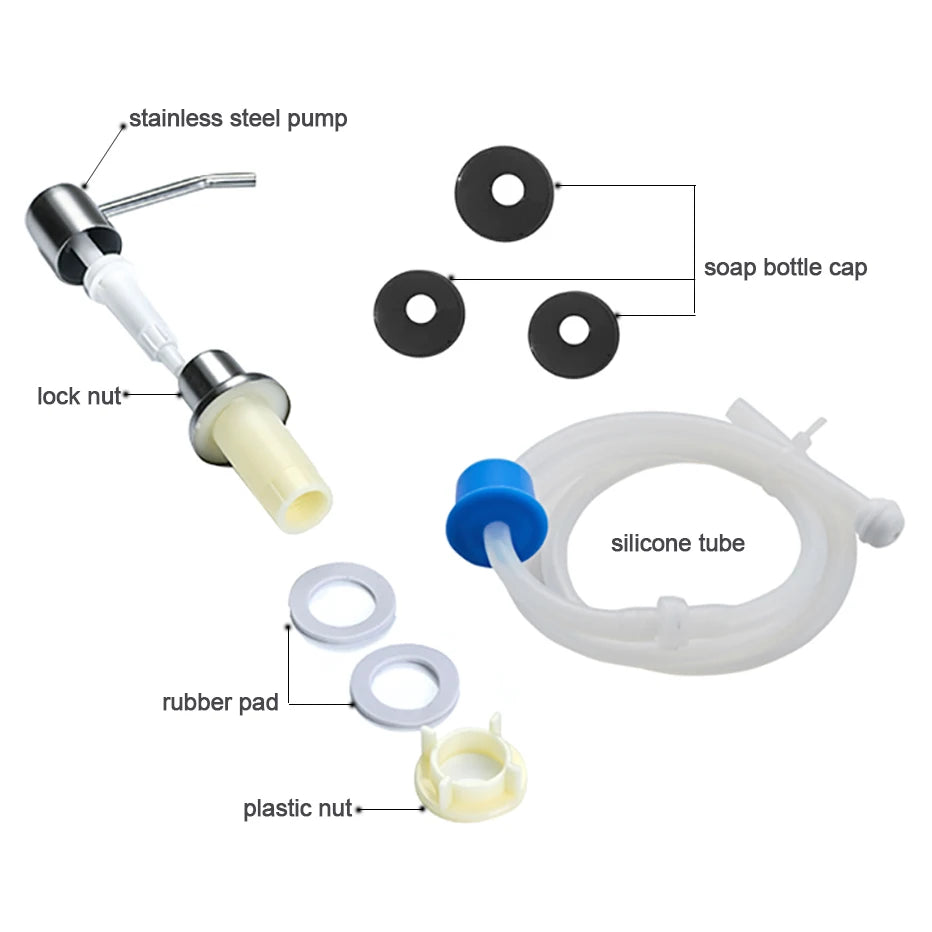 Built-In Kitchen Sink Soap Dispenser with Stainless Steel Pump
