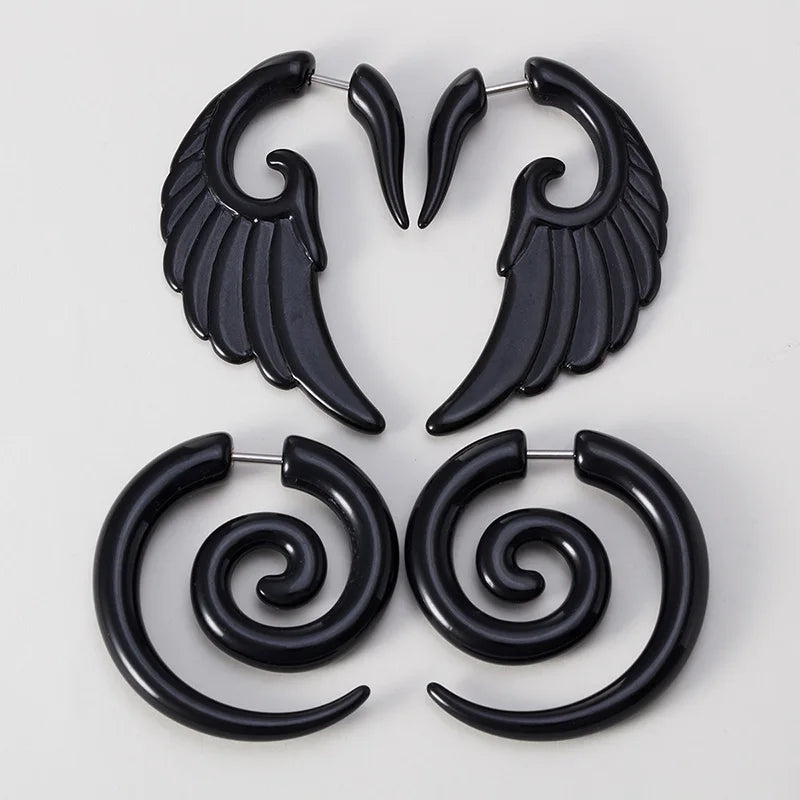 Pendientes de espiral acrílicos tipo túnel falso