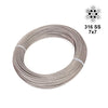 A coil of 316 SS 7x7 stainless steel cable used for railing systems.
