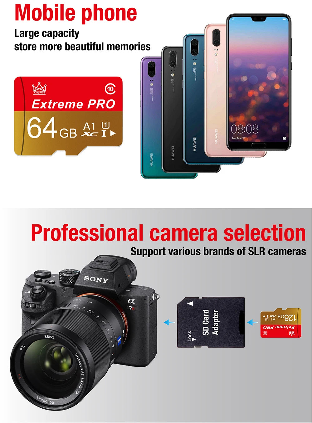 High-Speed MicroSD Memory Card for Phones, Cameras & Tablets