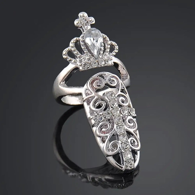 Crystal Crown Bowknot Nail Ring