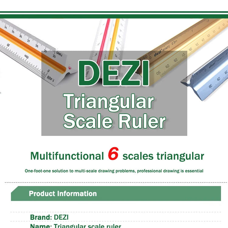 Triangular Scale Ruler 30cm – 6 Precision Scales for Drafting & Architecture