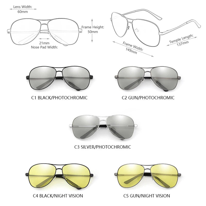 Classic Pilot Photochromic Sunglasses