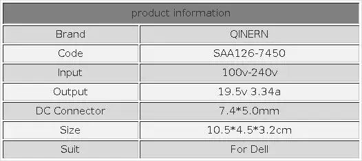 65W Laptop Power Adapter for Dell Latitude and Inspiron Series
