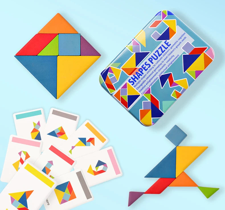 Wooden Tangram Puzzle Set for Kids – Montessori Learning Toy