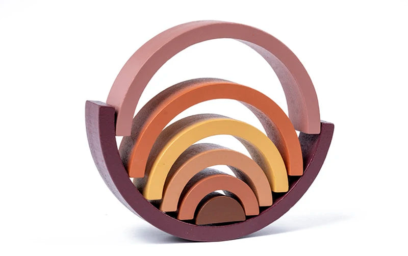 Wooden Rainbow Stacking Blocks - Montessori Educational Toy for Kids