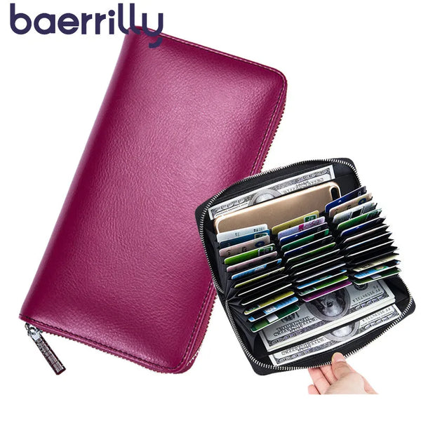 RFID Blocking Genuine Leather Wallet with Phone Case & Coin Purse