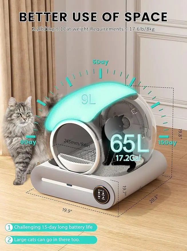 Smart Self-Cleaning Cat Litter Box with App Control