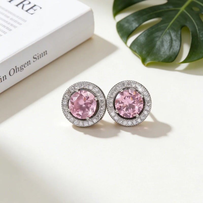 Purple & Pink Zirconia Hoop Earrings