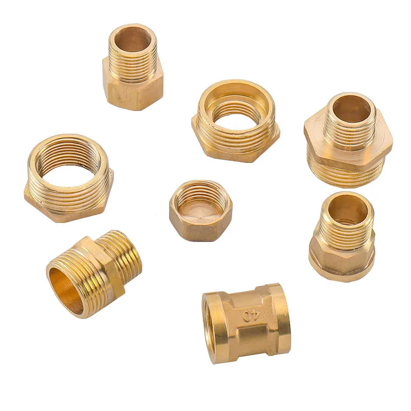 Brass BSP tee pipe fitting for water, oil & gas connections shown in various sizes and angles