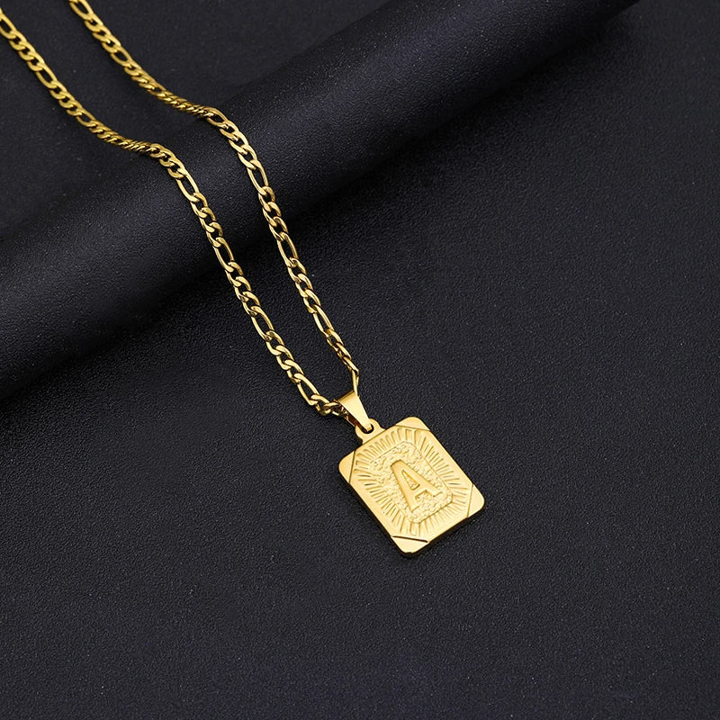 Initial Letter Pendant Necklace with Stainless Steel Chain