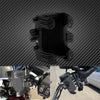 A black universal motorcycle handlebar phone mount designed for Harley-Davidson bikes.