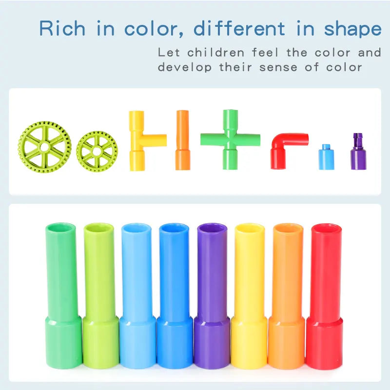Montessori Water Pipe Building Blocks - DIY Construction Toy for Kids