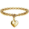 Gold Heart Alphabet Charm Bracelet