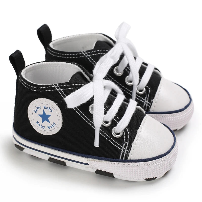 Classic Canvas First Walker Shoes for Babies with Star Print