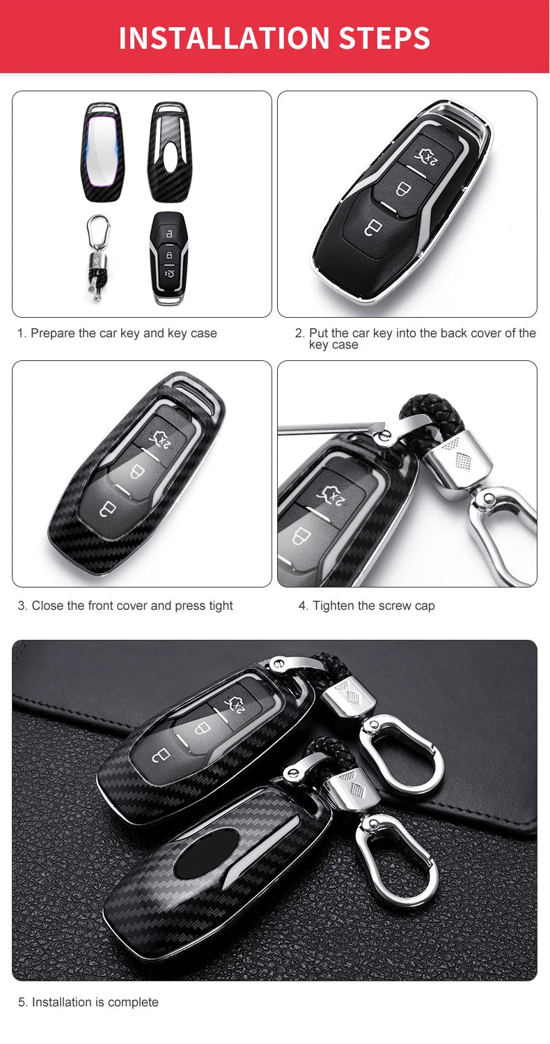 Carbon Fiber Car Key Cover for Ford Models