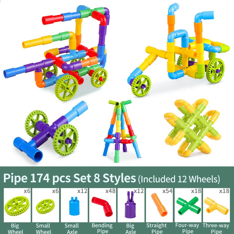 Montessori Water Pipe Building Blocks - DIY Construction Toy for Kids