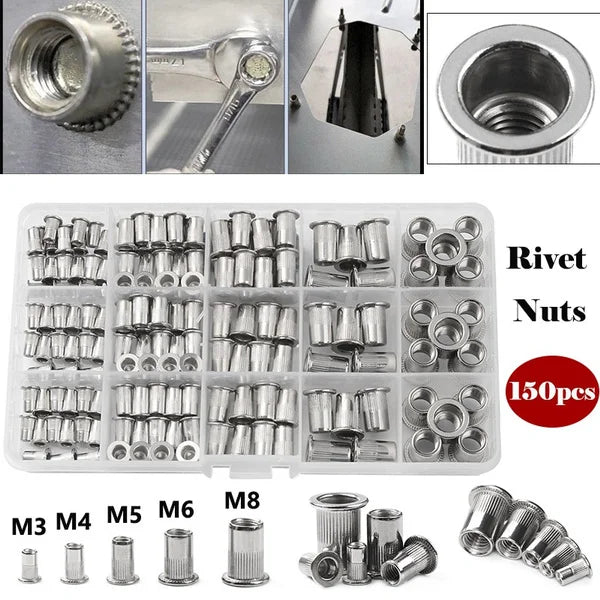 150-Piece Rivet Nut Kit with Gun and Mandrels