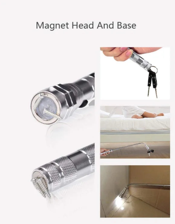 Magnetic Pickup Tool with LED Light — Telescopic & Flexible