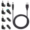 USB to DC Power Cable with 8 Interchangeable Connector Tips