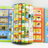 A set of colorful Arabic interactive e-book learning toys for children, featuring various illustrated books.