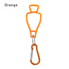 Orange durable glove clip with an ergonomic loop and a metal keyring.