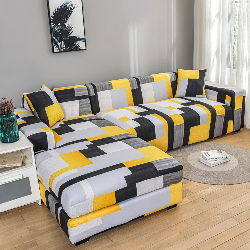 Printed Stretch Sofa Cover for L-Shaped and Corner Sofas