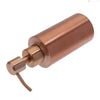 Rose gold stainless steel liquid soap dispenser pump bottle with a golden nozzle.
