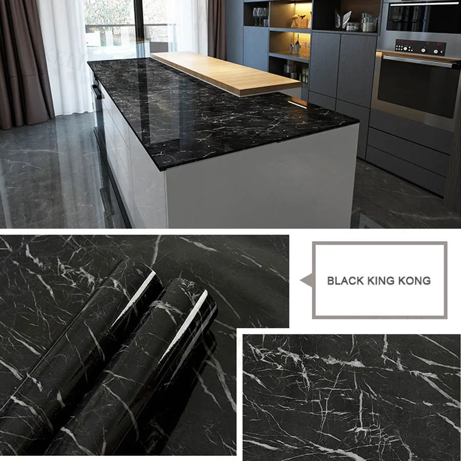 Black Self-Adhesive Waterproof Wallpaper for Kitchen & Furniture Renovation