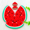 Red silicone watermelon fruit shapes used as teether pendants for babies