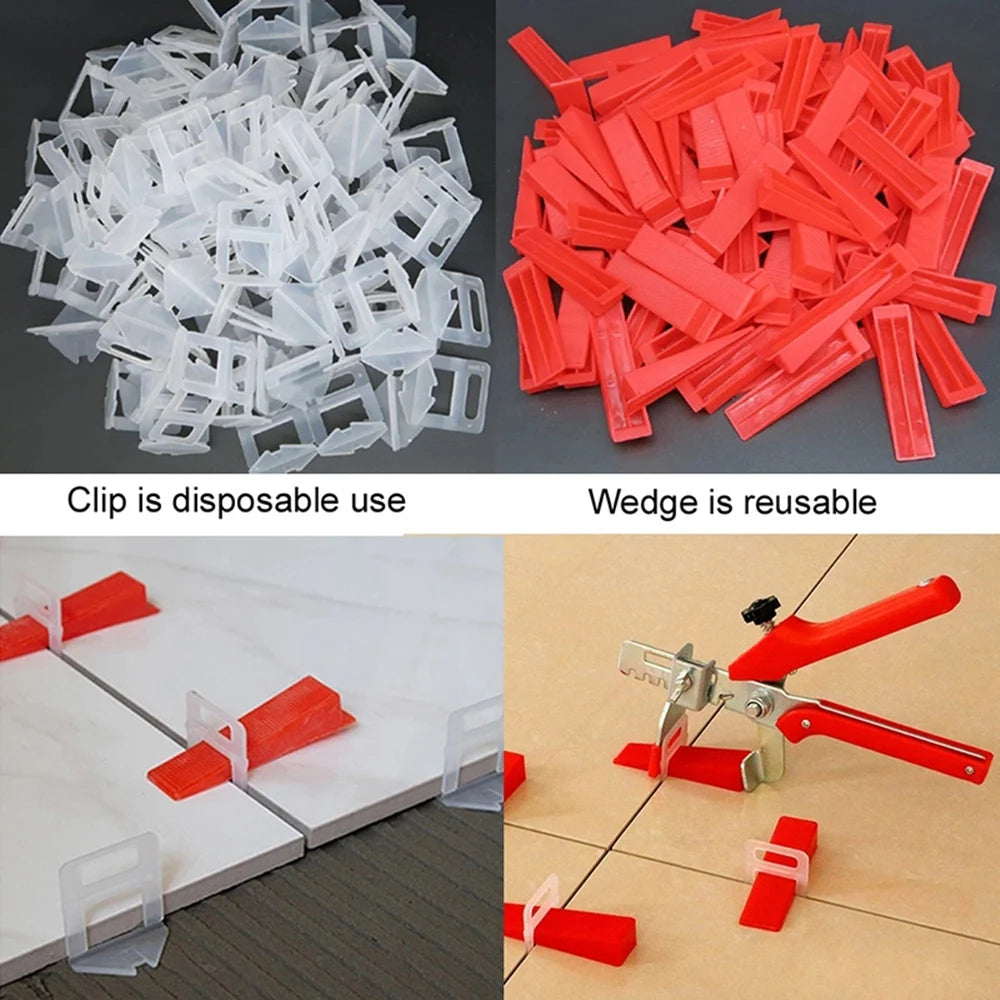 Tile Leveling System with Spacers and Clips