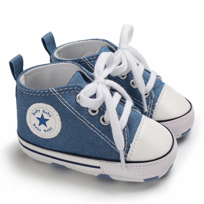 Classic Canvas First Walker Shoes for Babies with Star Print