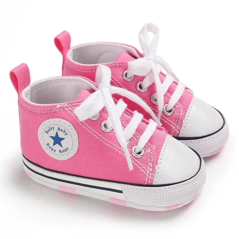 Classic Canvas First Walker Shoes for Babies with Star Print